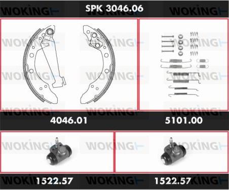 Woking SPK 3046.06 - Комплект гальм, барабанний механізм autozip.com.ua