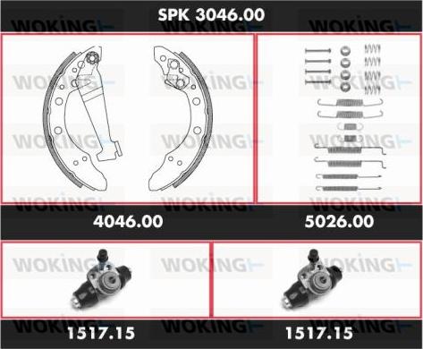 Woking SPK 3046.00 - Комплект гальм, барабанний механізм autozip.com.ua