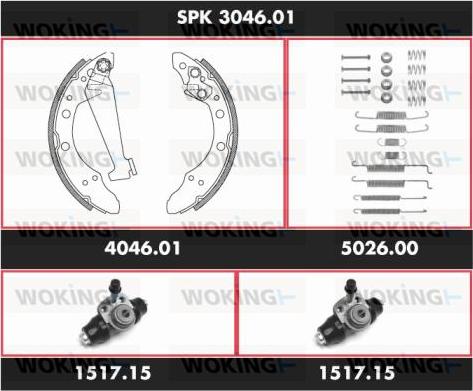 Woking SPK 3046.01 - Комплект гальм, барабанний механізм autozip.com.ua