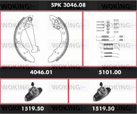 Woking SPK 3046.08 - Комплект гальм, барабанний механізм autozip.com.ua