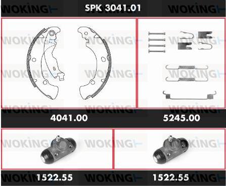 Woking SPK 3041.01 - Комплект гальм, барабанний механізм autozip.com.ua