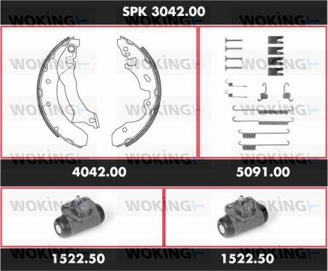 Woking SPK 3042.00 - Комплект гальм, барабанний механізм autozip.com.ua