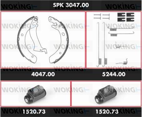 Woking SPK 3047.00 - Комплект гальм, барабанний механізм autozip.com.ua