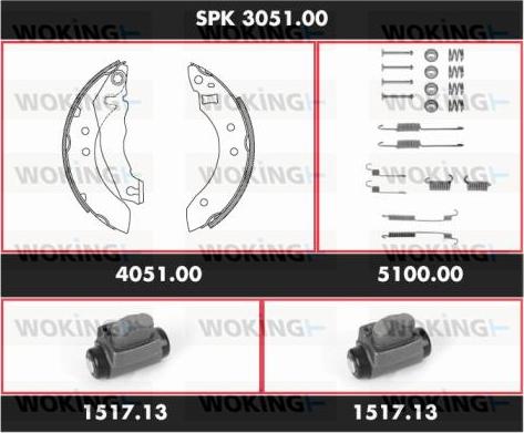 Woking SPK 3051.00 - Комплект гальм, барабанний механізм autozip.com.ua