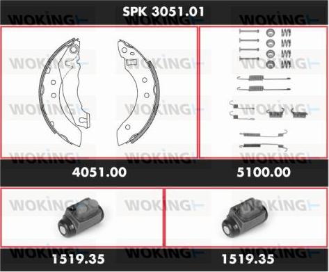 Woking SPK 3051.01 - Комплект гальм, барабанний механізм autozip.com.ua