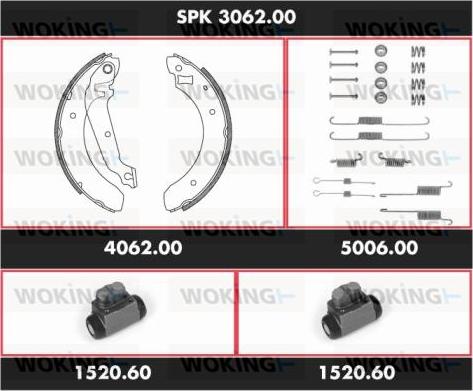 Woking SPK 3062.00 - Комплект гальм, барабанний механізм autozip.com.ua