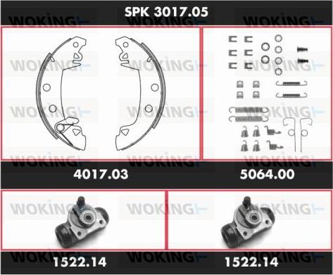 Woking SPK 3017.05 - Комплект гальм, барабанний механізм autozip.com.ua