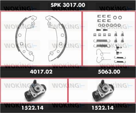 Woking SPK 3017.00 - Комплект гальм, барабанний механізм autozip.com.ua