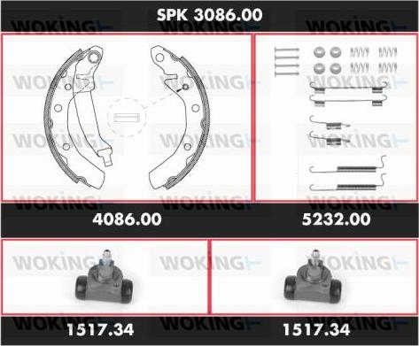 Woking SPK 3086.00 - Комплект гальм, барабанний механізм autozip.com.ua