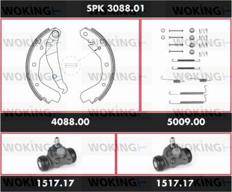 Woking SPK 3088.01 - Комплект гальм, барабанний механізм autozip.com.ua