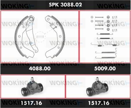 Woking SPK 3088.02 - Комплект гальм, барабанний механізм autozip.com.ua
