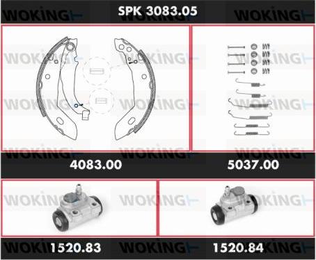 Woking SPK 3083.05 - Комплект гальм, барабанний механізм autozip.com.ua
