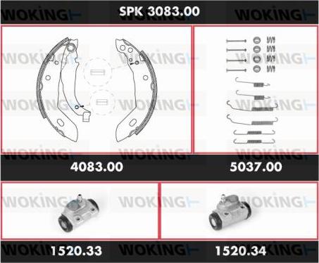 Woking SPK 3083.00 - Комплект гальм, барабанний механізм autozip.com.ua