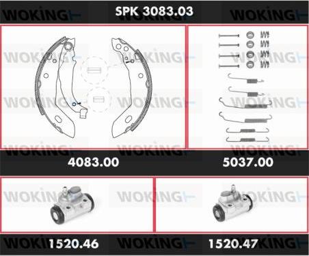 Woking SPK 3083.03 - Комплект гальм, барабанний механізм autozip.com.ua