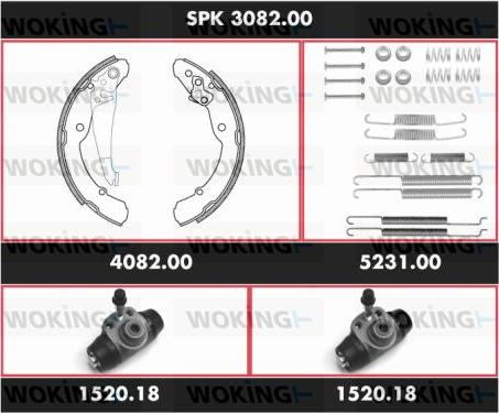 Woking SPK 3082.00 - Комплект гальм, барабанний механізм autozip.com.ua
