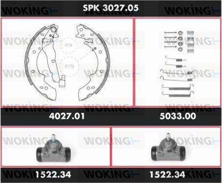 Woking SPK 3027.05 - Комплект гальм, барабанний механізм autozip.com.ua