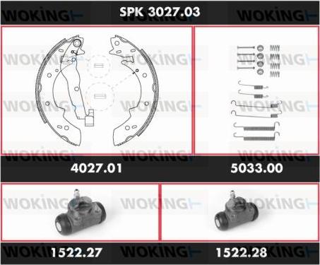 Woking SPK 3027.03 - Комплект гальм, барабанний механізм autozip.com.ua