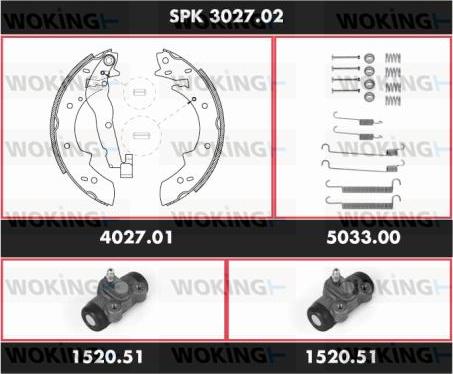 Woking SPK 3027.02 - Комплект гальм, барабанний механізм autozip.com.ua