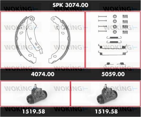 Woking SPK 3074.00 - Комплект гальм, барабанний механізм autozip.com.ua