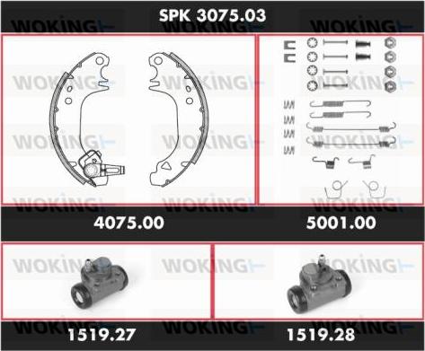 Woking SPK 3075.03 - Комплект гальм, барабанний механізм autozip.com.ua