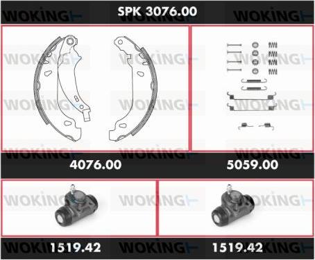Woking SPK 3076.00 - Комплект гальм, барабанний механізм autozip.com.ua
