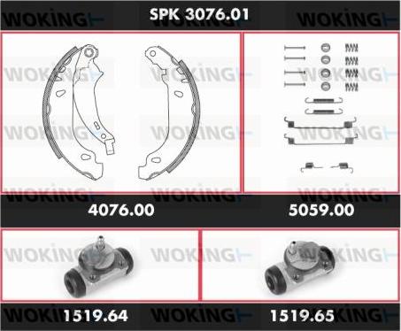 Woking SPK 3076.01 - Комплект гальм, барабанний механізм autozip.com.ua