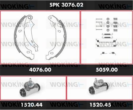 Woking SPK 3076.02 - Комплект гальм, барабанний механізм autozip.com.ua