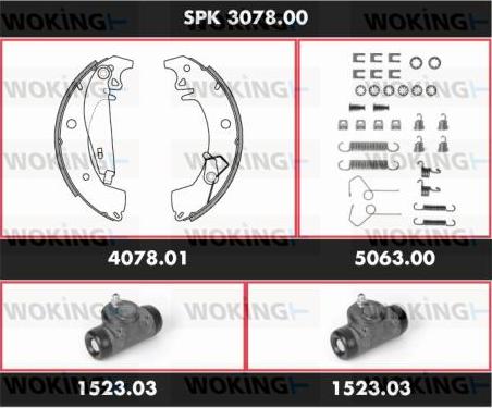 Woking SPK 3078.00 - Комплект гальм, барабанний механізм autozip.com.ua