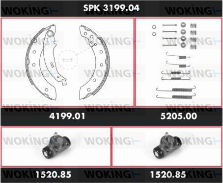 Woking SPK 3199.04 - Комплект гальм, барабанний механізм autozip.com.ua