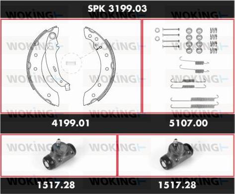 Woking SPK 3199.03 - Комплект гальм, барабанний механізм autozip.com.ua