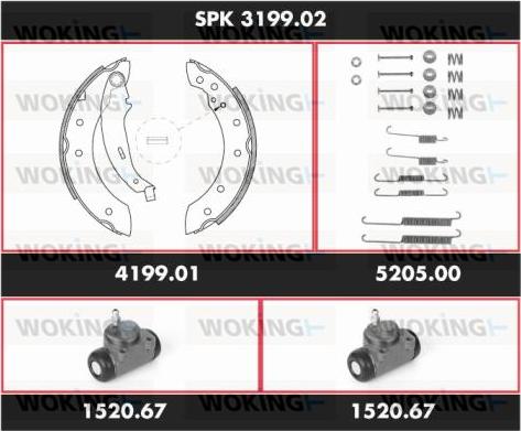 Woking SPK 3199.02 - Комплект гальм, барабанний механізм autozip.com.ua