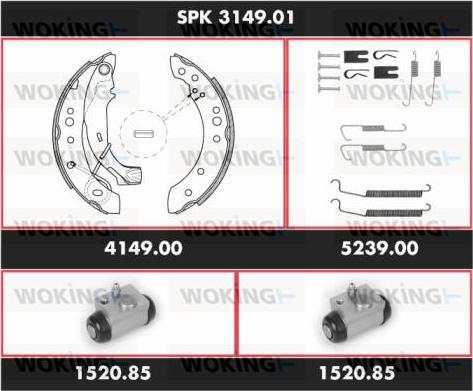 Woking SPK 3149.01 - Комплект гальм, барабанний механізм autozip.com.ua