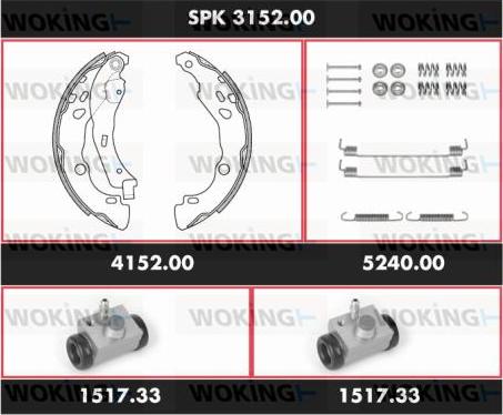 Woking SPK 3152.00 - Комплект гальм, барабанний механізм autozip.com.ua