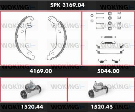 Woking SPK 3169.04 - Комплект гальм, барабанний механізм autozip.com.ua