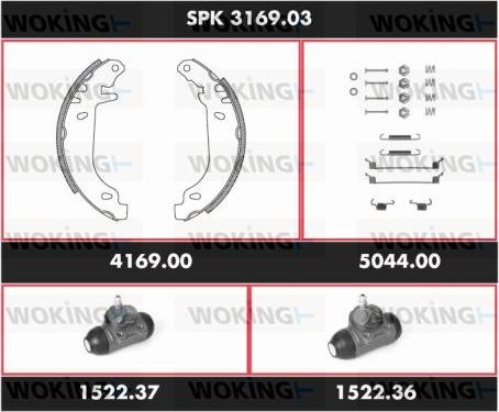 Woking SPK 3169.03 - Комплект гальм, барабанний механізм autozip.com.ua