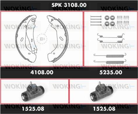 Woking SPK 3108.00 - Комплект гальм, барабанний механізм autozip.com.ua