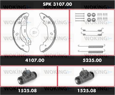 Woking SPK 3107.00 - Комплект гальм, барабанний механізм autozip.com.ua