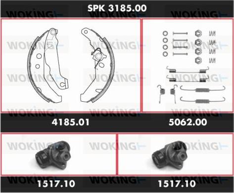 Woking SPK 3185.00 - Комплект гальм, барабанний механізм autozip.com.ua