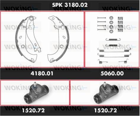 Woking SPK 3180.02 - Комплект гальм, барабанний механізм autozip.com.ua