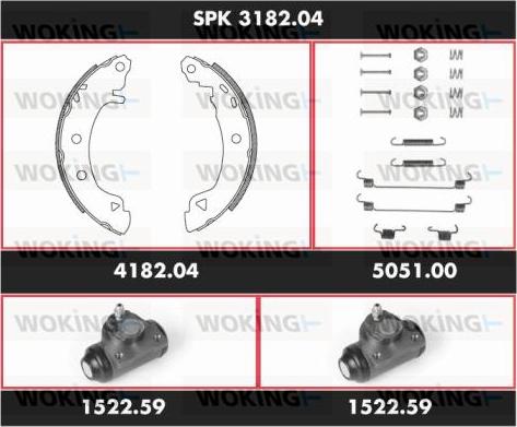 Woking SPK 3182.04 - Комплект гальм, барабанний механізм autozip.com.ua