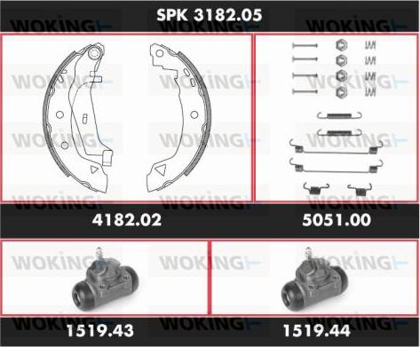 Woking SPK 3182.05 - Комплект гальм, барабанний механізм autozip.com.ua