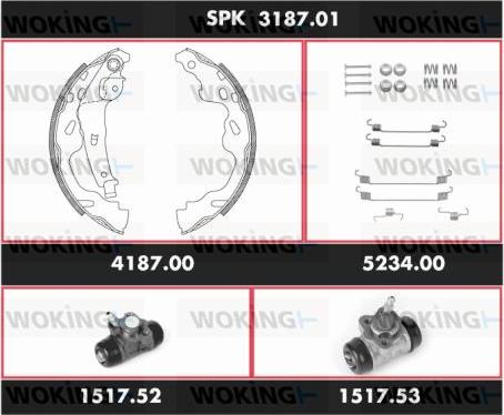 Woking SPK 3187.01 - Комплект гальм, барабанний механізм autozip.com.ua