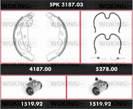 Woking SPK 3187.03 - Комплект гальм, барабанний механізм autozip.com.ua