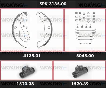Woking SPK 3135.00 - Комплект гальм, барабанний механізм autozip.com.ua