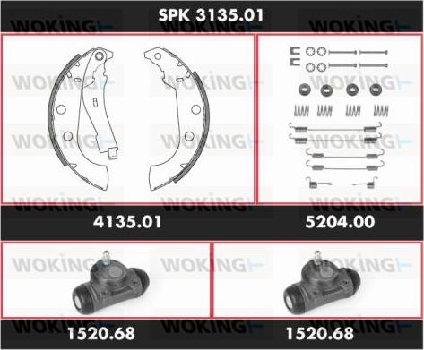 Woking SPK 3135.01 - Комплект гальм, барабанний механізм autozip.com.ua
