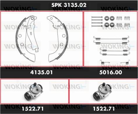 Woking SPK 3135.02 - Комплект гальм, барабанний механізм autozip.com.ua