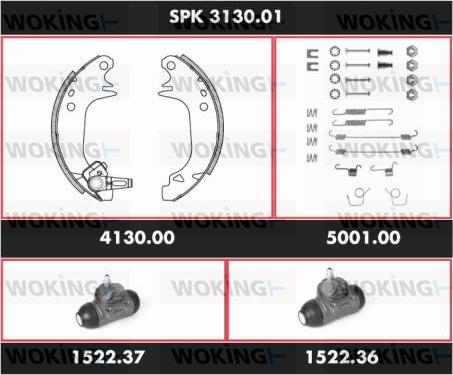 Woking SPK 3130.01 - Комплект гальм, барабанний механізм autozip.com.ua