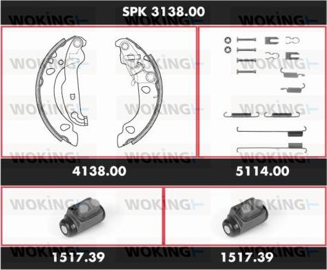 Woking SPK 3138.00 - Комплект гальм, барабанний механізм autozip.com.ua