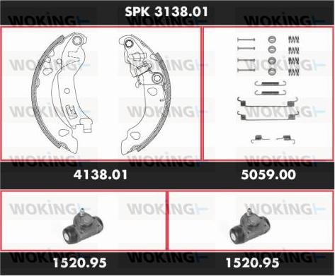 Woking SPK 3138.01 - Комплект гальм, барабанний механізм autozip.com.ua