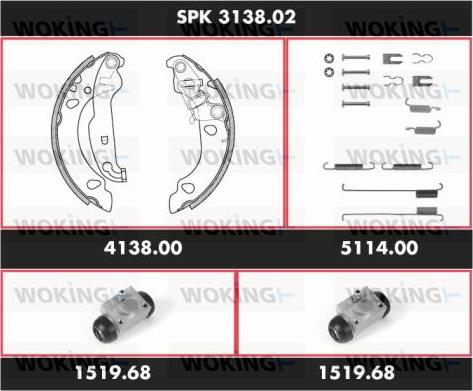 Woking SPK 3138.02 - Комплект гальм, барабанний механізм autozip.com.ua